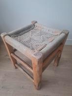 Jute rotan houten Marokkaans krukje plantentafel bijzettafel, Ophalen, Gebruikt, Hout