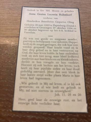 Ruhmkorf Anna 1883 papenburg 1956 Groningen x Oling - 25097 beschikbaar voor biedingen