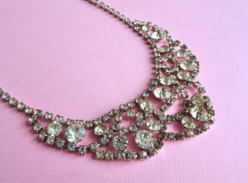 jwg Vintage 40s 50s strass glas steen stenen kristal ketting beschikbaar voor biedingen