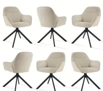 Micro lederen draaibare eetkamer stoelen roomwit  beschikbaar voor biedingen