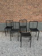 Jaren ‘80 set Zeus Noto Milano stoelen + kruk, Gebruikt, Zwart, Ophalen of Verzenden, Metaal
