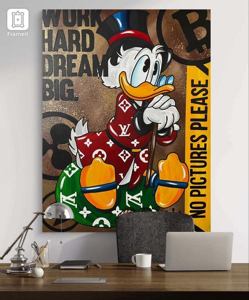 60x80cm handgeschilderd scrooge mcduck bitcoin crypto, Antiek en Kunst, Kunst | Schilderijen | Modern, Ophalen of Verzenden