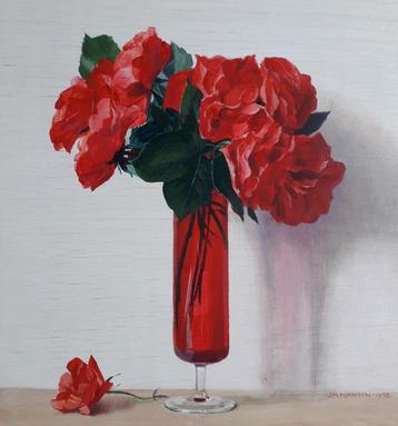 KLEURRIJK STILLEVEN RODE ROZEN🌹ROMANTIEK ❤ ROOS🌹HAN HANSEN beschikbaar voor biedingen