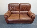 Vintage 2 zits bank in donker bruin leer, Ophalen, Gebruikt, 150 tot 200 cm, Tweepersoons