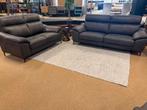 Bankstel 3+2 zits Elektrisch verstelbaar Antraciet lederstof, Hout, #Bankstel#Lederstof#Antraciet#Landelijk, Nieuw, 75 tot 100 cm