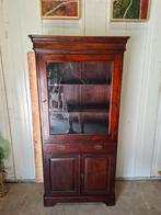 Grote robuuste teakhouten vitrinekast. servieskast, Huis en Inrichting, Kasten | Vitrinekasten, Ophalen of Verzenden, 25 tot 50 cm