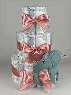 Luiertaart meisje ollie olifant stone groen d poeder roze, Ophalen of Verzenden, Nieuw, Kraamcadeau