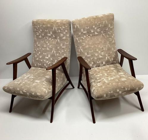 Vintage fauteuils - louis van teeffelen, Huis en Inrichting, Fauteuils, Gebruikt, Hout, 50 tot 75 cm, Minder dan 75 cm, Ophalen