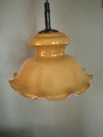 Vintage glazen hanglamp in geel – retro jaren 70 stijl, Ophalen of Verzenden