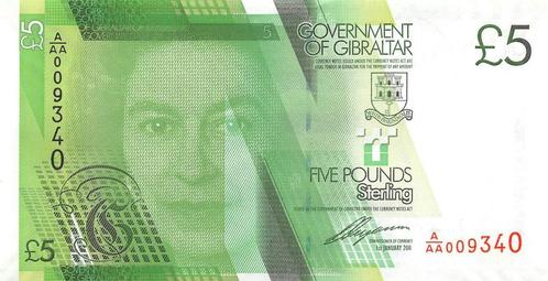 Gibraltar 5 Pounds Sterling 2011 Unc pn 35a, Postzegels en Munten, Bankbiljetten | Europa | Niet-Eurobiljetten, Los biljet, Overige landen