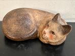 Oud aardewerk poes beeldje 12/4 cm H, Antiek en Kunst, Curiosa en Brocante, Ophalen of Verzenden