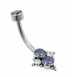 Piercing Devilheart swarovski royal blue navelpiercing, Navelpiercing, Staal, Verzenden, Nieuw
