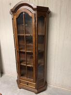 Antiek eiken vitrinekast, klassiek, glasdeuren, massief hout, Ophalen, Glas, Gebruikt, Met deur(en)