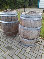 Eiken regenton wijnvat incl deksel 2x aanwezig, Tuin en Terras, Regentonnen, 150 liter of meer, Ophalen, Hout