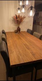 Stoere Eettafel Romaro - Teakhout & Staal - 220cm, Ophalen, 100 tot 150 cm, Teakhout, 200 cm of meer