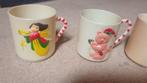 4 vintage kunststof bekers uit jaren 70 met kerstafbeelding, Diversen, Kerst, Ophalen of Verzenden, Gebruikt