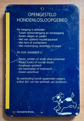 Vintage verkeersbord Hondenlosloopterrein Breda  beschikbaar voor biedingen