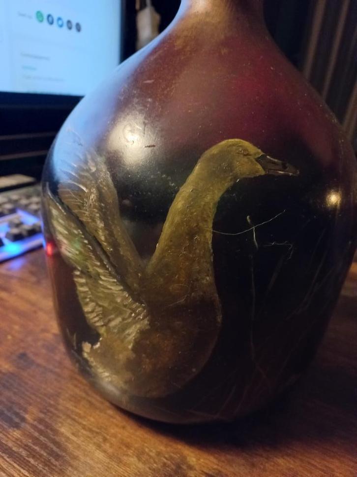 Handbeschilderde Gistfles, groot 33 cm.Van Ayelense., Antiek en Kunst, Curiosa en Brocante, Verzenden