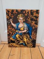 Groot vintage borduurwerk 52-66 cm, Ophalen, Gebruikt, 50 tot 75 cm, Schilderij