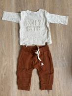 Prenatal setje bruine broek, shirt gemêleerd wit/beige 56, Kinderen en Baby's, Babykleding | Maat 56, Ophalen of Verzenden, Zo goed als nieuw