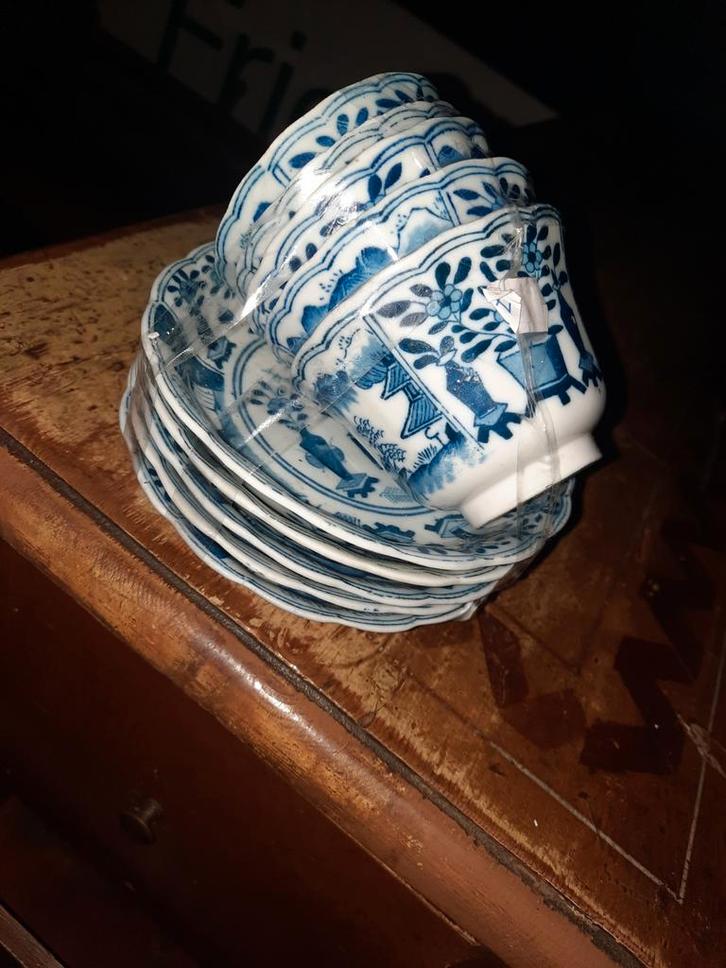 Antiek Chinees Theeservies Blauw Wit, Antiek en Kunst, Antiek | Keramiek en Aardewerk, Ophalen of Verzenden