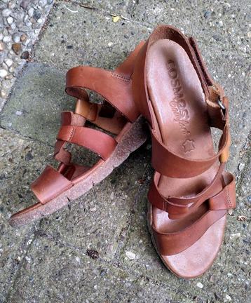 Leren sandaal COSMOS COMFORT Kleur Cognac KLITTENBAND Mt 40  beschikbaar voor biedingen