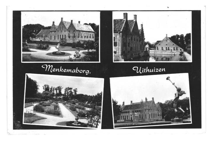 977452 Uithuizen Menkemaborg Groningen 1958 Gelopen met, Verzamelen, Ansichtkaarten | Nederland, Gelopen, Groningen, 1940 tot 1960