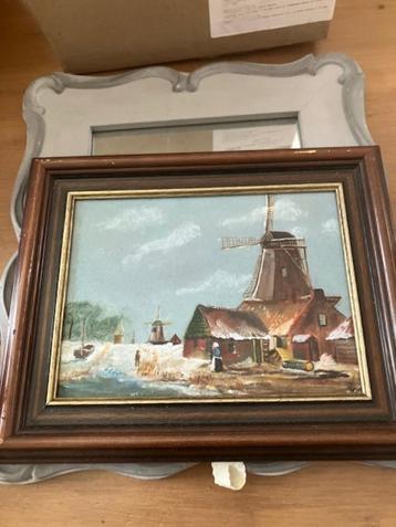 Leuke schilderij met een molen tafereel beschikbaar voor biedingen