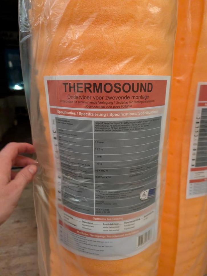 Thermosound Ondervloer 10dB 4 Rollen, Doe-het-zelf en Verbouw, Isolatie en Afdichting, Nieuw, Vloerisolatie, Overige materialen