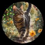 Vintage aluminium ronde bordjes Katten (20x20cm), Huis en Inrichting, Woonaccessoires | Wanddecoraties, Ophalen of Verzenden, Nieuw