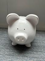 Groot wit keramiek spaarvarken - 25 cm, Verzamelen, Spaarpotten, Ophalen, Gebruikt, Overige materialen