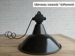 Emaille zwarte stoere oude lamp - hanglamp afmeting D37 H32, Ophalen of Verzenden