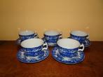 5 Blauw/wit porseleinen kop en schotels (landelijk), Huis en Inrichting, Keuken | Servies, Ophalen of Verzenden, Zo goed als nieuw