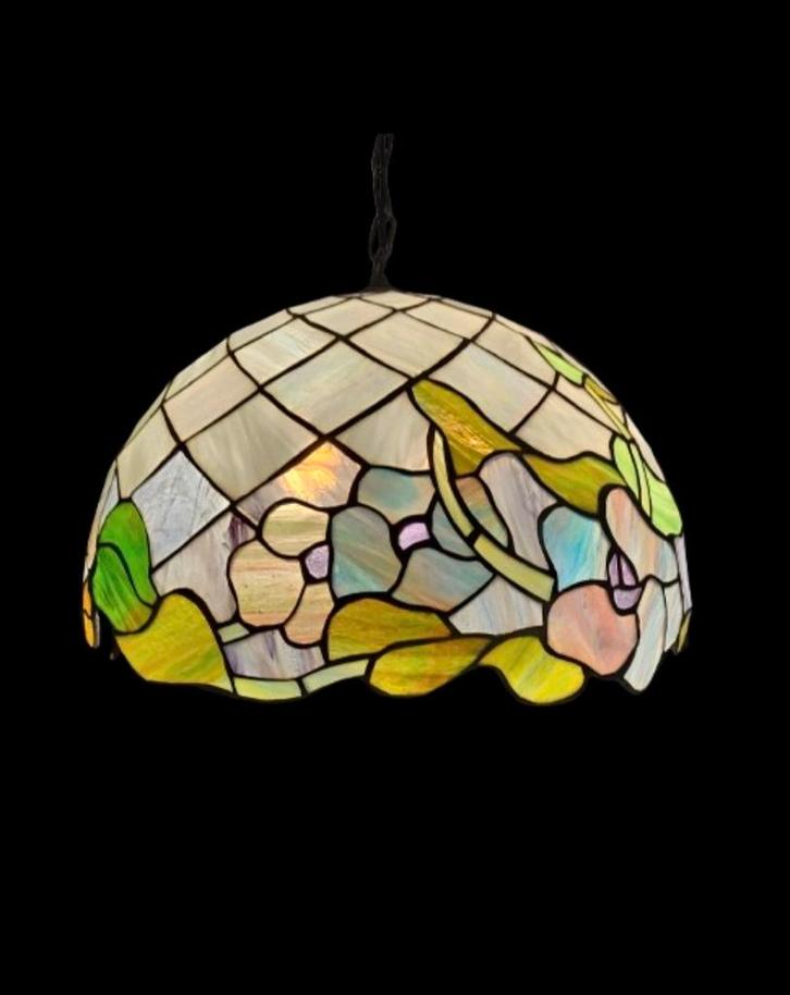 Tiffany Hanglamp Bloemmotief Antiek, Antiek en Kunst, Antiek | Lampen, Ophalen of Verzenden
