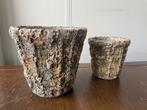 Twee nieuwe bloempotten – rustiek steenlook, boho stijl, Ophalen of Verzenden, Nieuw