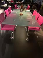 Glazen Eettafel met Metalen Poten - Modern Design, Huis en Inrichting, Tafels | Eettafels, Ophalen, 150 tot 200 cm, Glas, Vijf personen of meer