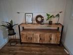 Dressoir mangohout 4 deuren industrieel H91cmxB176cmxD45cm, Ophalen, Zo goed als nieuw, 25 tot 50 cm