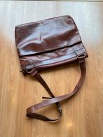 Mooie leren schoudertas SASA Design A4 formaat laptop, Gebruikt, Bruin, Leer, Ophalen