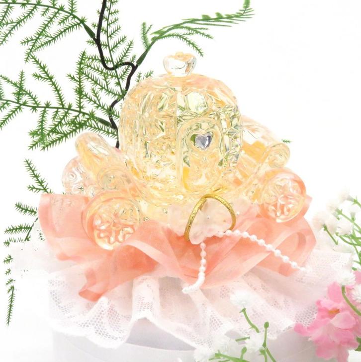 Schitterende perzik kristal koets bruidstaart topper., Hobby en Vrije tijd, Feestartikelen, Nieuw, Versiering, Geboorte of Huwelijk