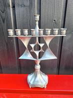 Vintage chanoekia 9 armige Joodse kandelaar, Antiek en Kunst, Antiek | Kandelaars, Ophalen of Verzenden, Overige materialen