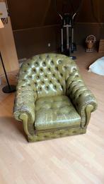 Leren stoel gecappitoneerd, Gebruikt, Ophalen of Verzenden, Engels, 50 tot 75 cm