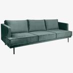 The Duchess Velvet 3,5-zits Bank Grijs Blauw + Hocker, Ophalen, 75 tot 100 cm, Zo goed als nieuw, Stof