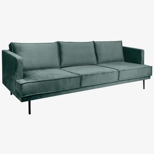 The Duchess Velvet 3,5-zits Bank Grijs Blauw + Hocker, Huis en Inrichting, Banken | Bankstellen, Zo goed als nieuw, 200 tot 250 cm