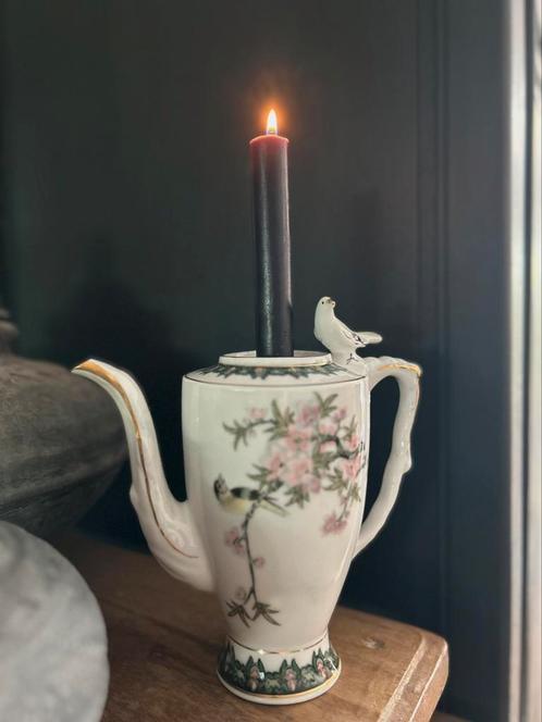 Chinese Aziatische theepot & vogel mooi als kandelaar., Antiek en Kunst, Curiosa en Brocante, Ophalen of Verzenden