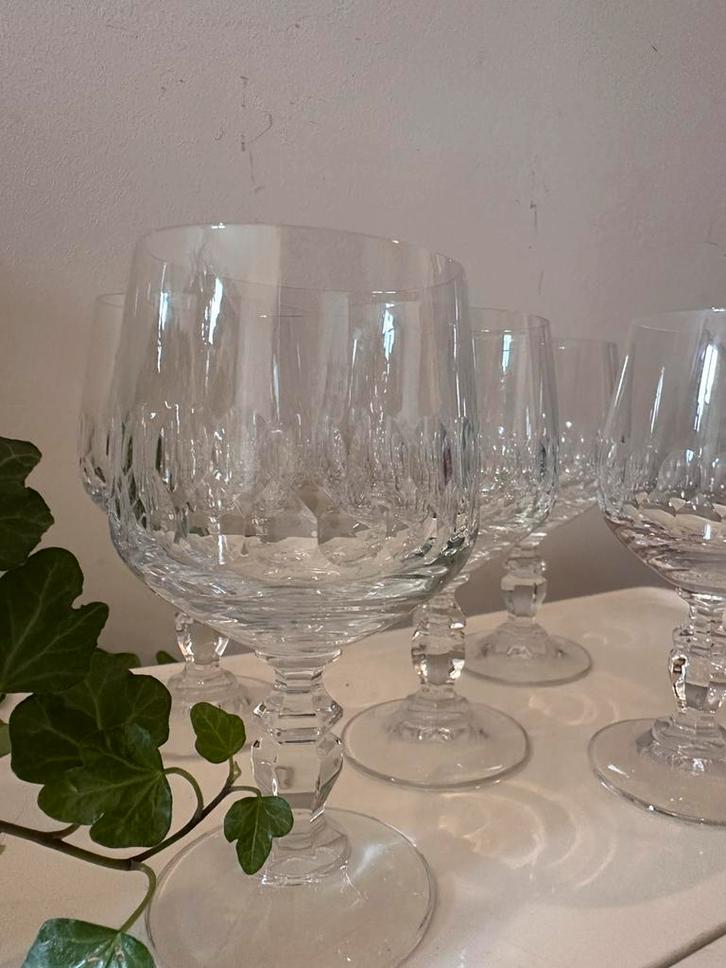 Set van 5 kristallen wijnglazen vintage jaren 70, Antiek en Kunst, Antiek | Glas en Kristal, Ophalen of Verzenden