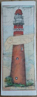 Vuurtoren Schiermonnikoog op karton, Antiek en Kunst, Ophalen of Verzenden