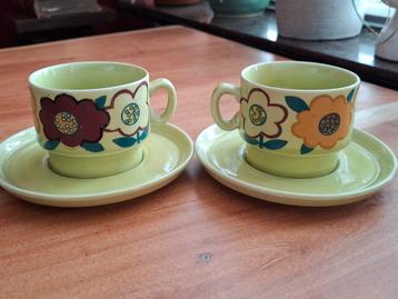2 x Vintage Groene Kop en Schotel van Weidmann beschikbaar voor biedingen