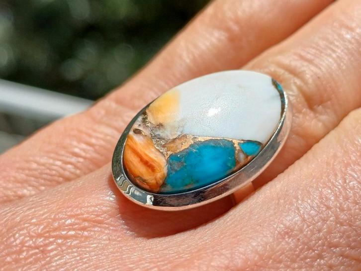 Vanoli 925 zilveren ring oster koper turquoise maat 17,25, Sieraden, Tassen en Uiterlijk, Ringen, Nieuw, Dame, 17 tot 18, Overige kleuren