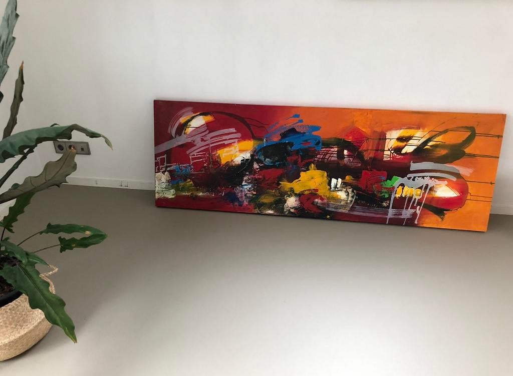 Schilderij William Malucu, Antiek en Kunst, Kunst | Schilderijen | Abstract, Ophalen