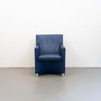 3x Leolux Dolcinea Fauteuil Blauw Leer - Chroom, Huis en Inrichting, Fauteuils, Niet ingevuld, Gebruikt, Minder dan 75 cm, Niet ingevuld